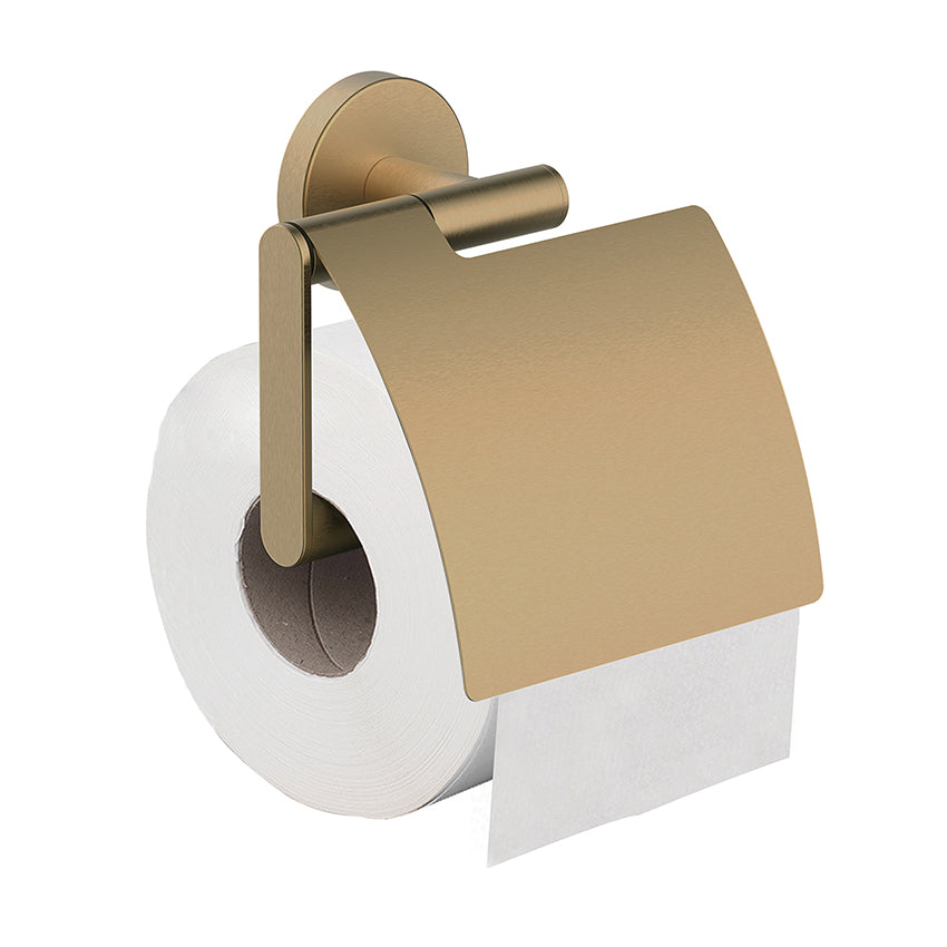 Wiesbaden Alonzo toiletrolhouder met klep PVD Geborsteld messing - productfoto