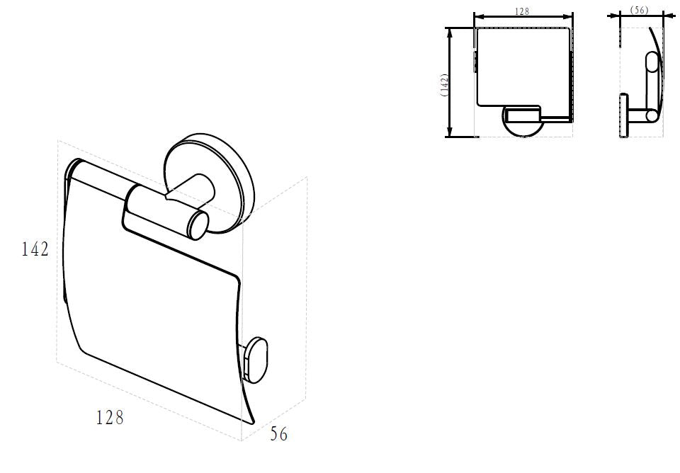Wiesbaden Alonzo toiletrolhouder met klep PVD Geborsteld messing - technische tekening