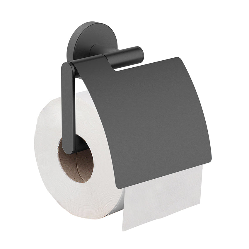 Wiesbaden Alonzo toiletrolhouder met klep PVD Gunmetal - productfoto