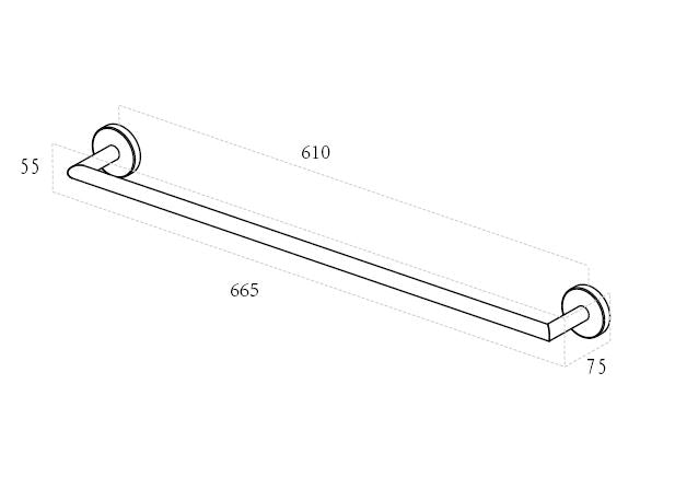 Wiesbaden Alonzo handdoekrek PVD Geborsteld messing - technische tekening