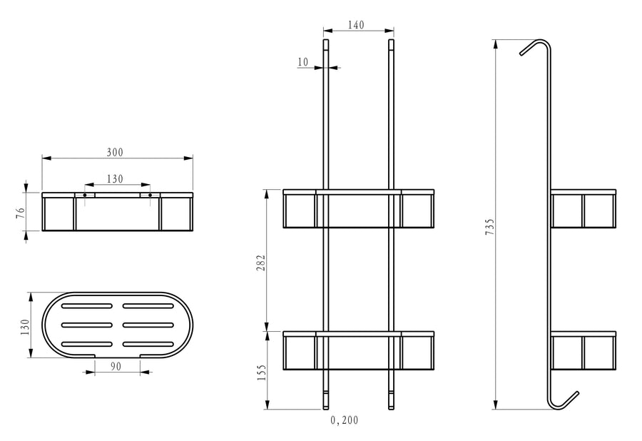 Style Doucheophangrek Wiesbaden 80 cm Mat Zwart