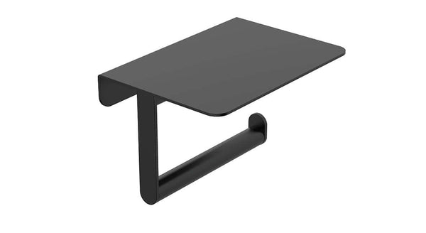 Porte-rouleau de papier toilette Alonzo avec étagère mat noir Wiesbaden