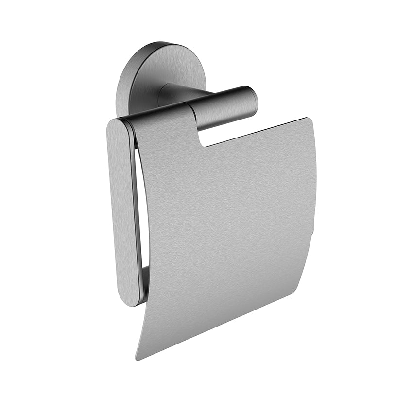 Wiesbaden Alonzo toiletrolhouder met klep Geborsteld RVS - productfoto