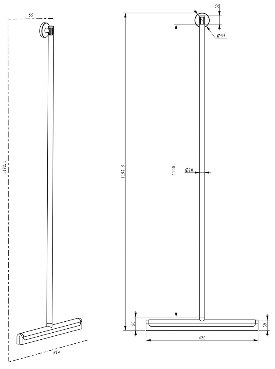 Luxe Vloerwisser Wiesbaden met Ophangstuk 120 cm
