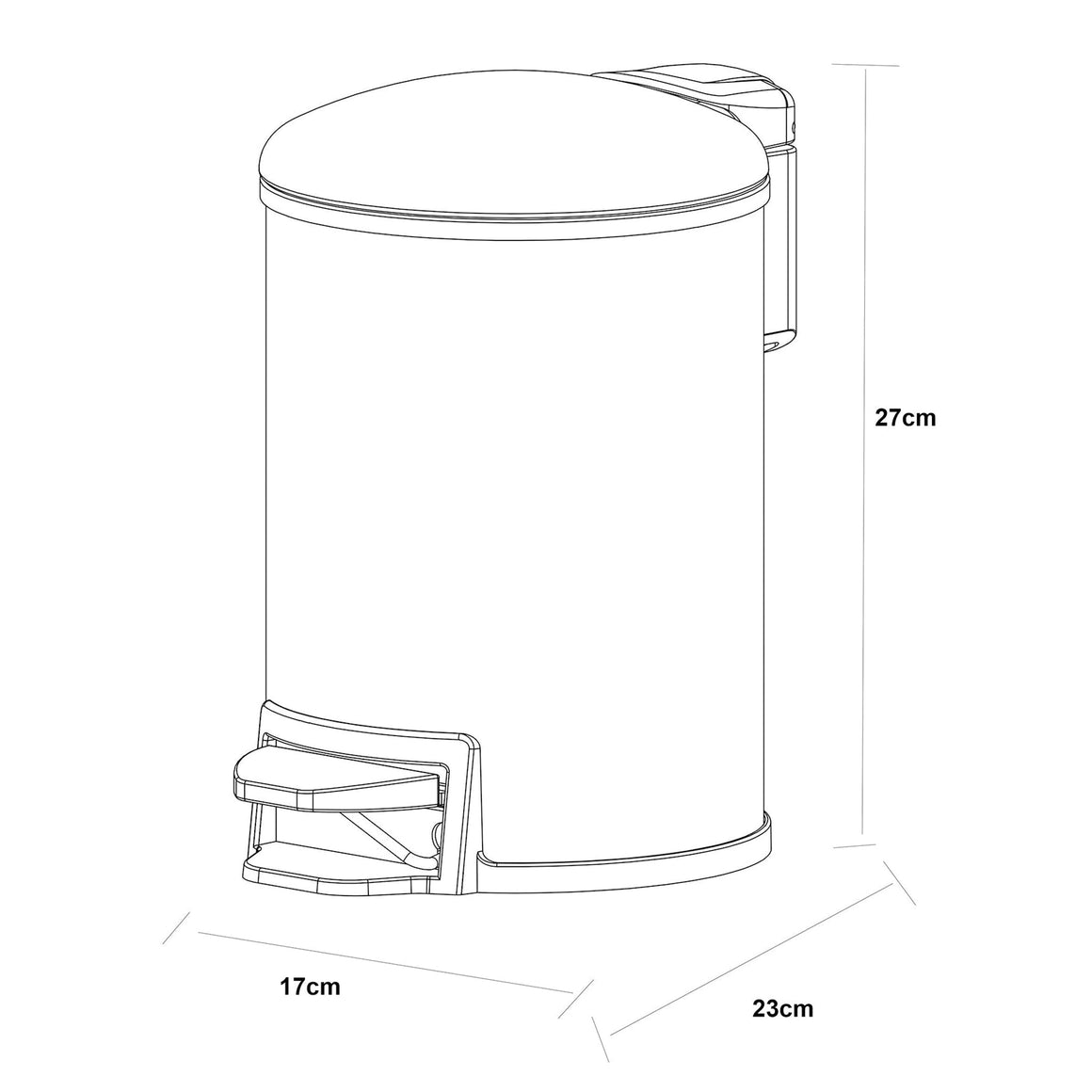 Wiesbaden Tobin pedaalemmer geborsteld messing – technische tekening