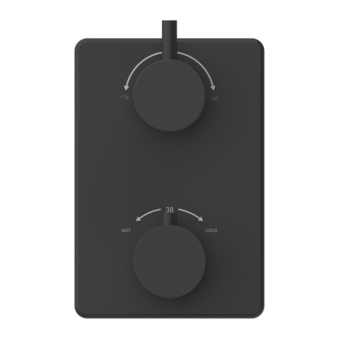Wiesbaden Caral inbouw regendoucheset thermostatisch 2-weg rechthoekig met Beam hoofddouche, glijstang en staafhanddouche Mat zwart - productfoto