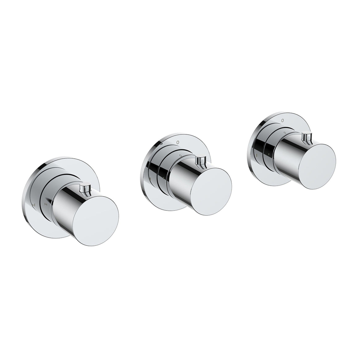 Wiesbaden Caral inbouw badthermostaatset met 2 stopkranen, baduitloop en 3-standen handdouche Chroom - productfoto