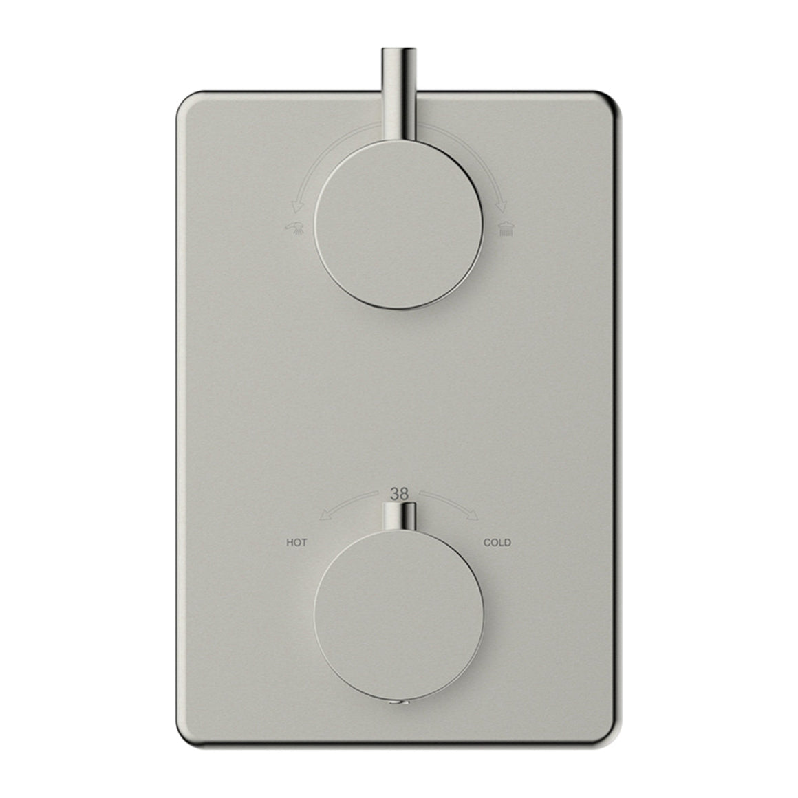 Wiesbaden Caral inbouw regendoucheset thermostatisch 2-weg rechthoekig met Beam hoofddouche, glijstang en 3-standen handdouche Geborsteld staal - productfoto