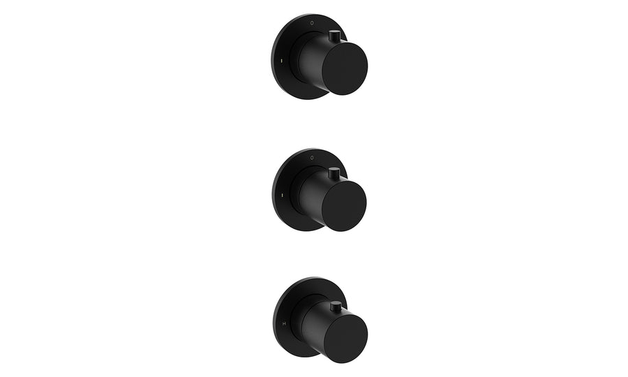 Wiesbaden Caral afbouwdeel thermostatische douchekraan met 2 stopkranen Mat zwart - productfoto