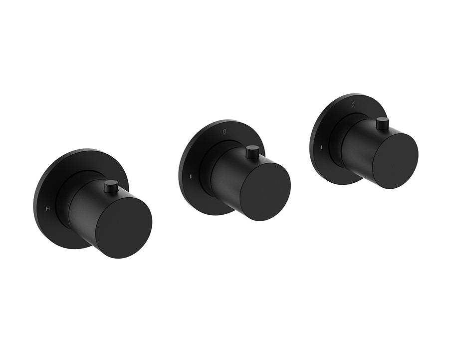 Wiesbaden Caral afbouwdeel thermostatische douchekraan met 2 stopkranen Mat zwart - productfoto