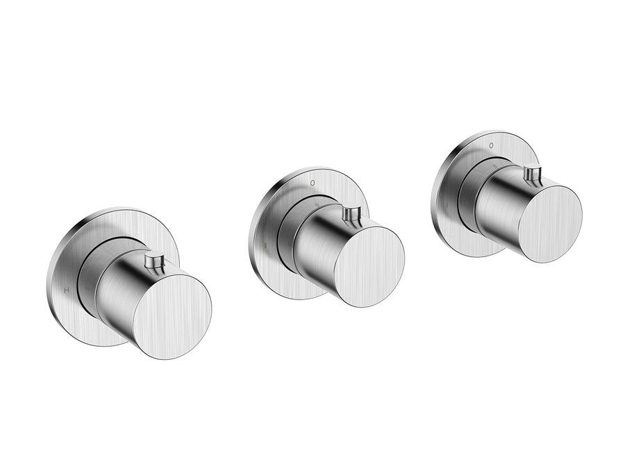 Wiesbaden Caral afbouwdeel thermostatische douchekraan 2 stopkranen geborsteld staal PVD - productfoto