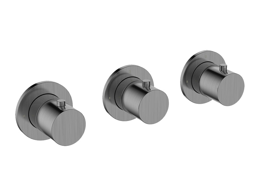 Wiesbaden Caral afbouwdeel thermostatische douchekraan 2 stopkranen PVD Gunmetal - productfoto