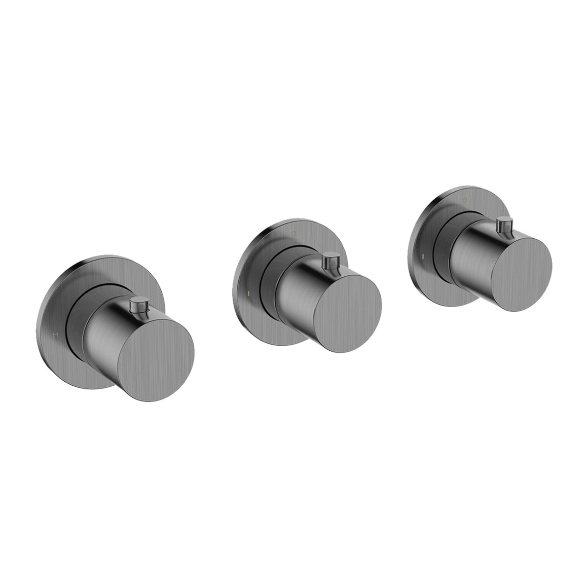 Wiesbaden Caral inbouw badthermostaatset met 2 stopkranen, baduitloop en 3-standen handdouche Gunmetal - productfoto