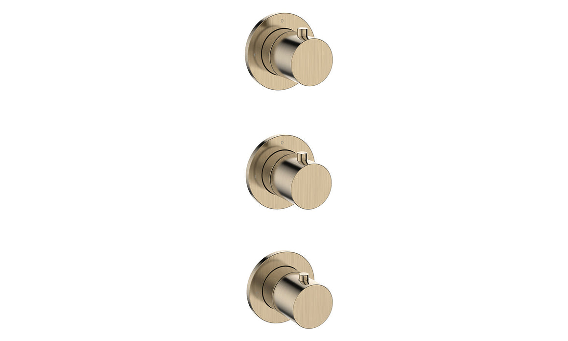 Wiesbaden Caral afbouwdeel thermostatische douchekraan 2 stopkranen PVD Geborsteld messing - productfoto