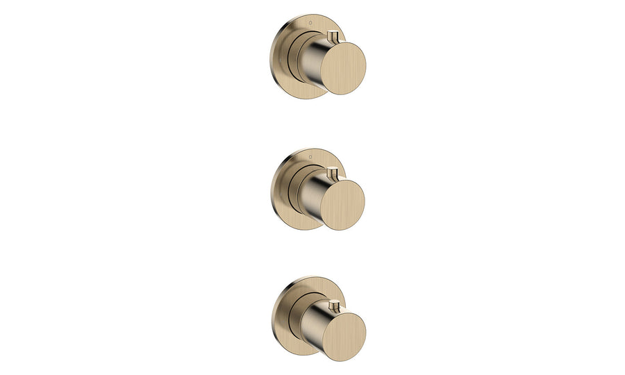 Wiesbaden Caral afbouwdeel thermostatische douchekraan 2 stopkranen PVD Geborsteld messing - productfoto