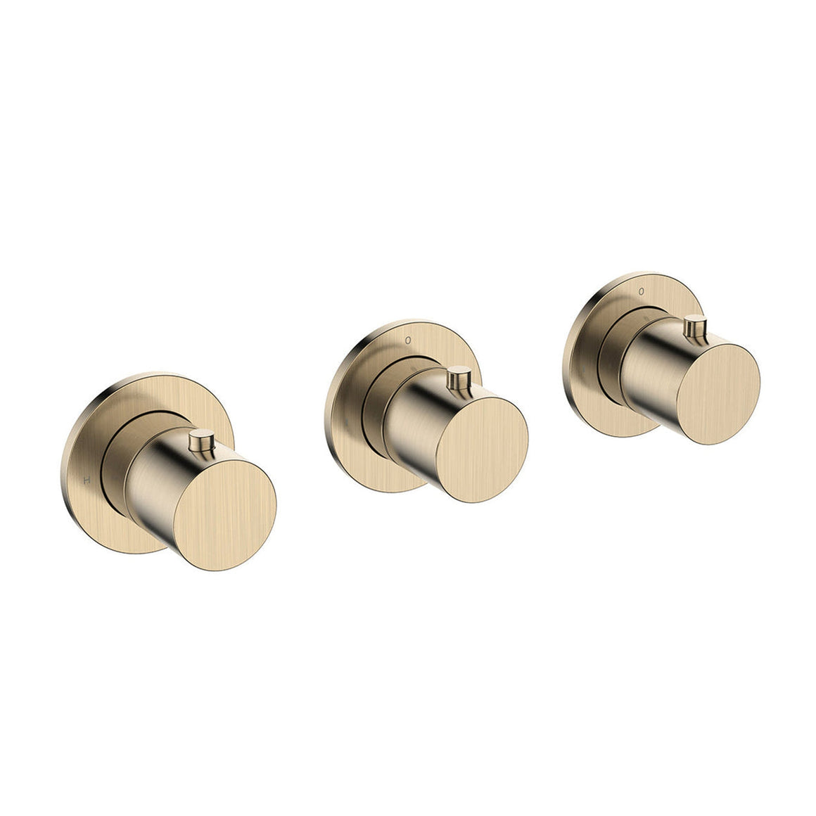 Wiesbaden Caral afbouwdeel thermostatische douchekraan 2 stopkranen PVD Geborsteld messing - productfoto