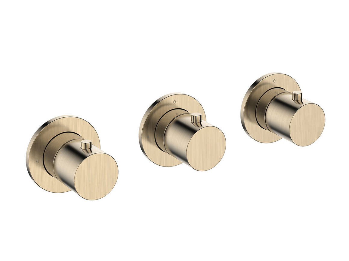 Wiesbaden Caral afbouwdeel thermostatische douchekraan 2 stopkranen PVD Geborsteld messing - productfoto