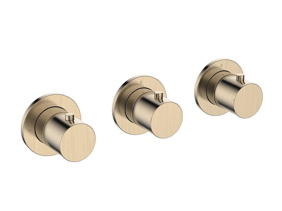 Wiesbaden Caral afbouwdeel thermostatische douchekraan 2 stopkranen PVD Geborsteld messing - productfoto