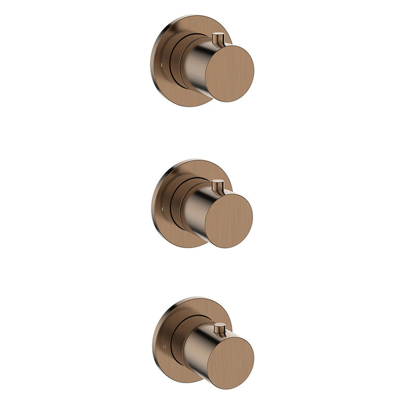 Wiesbaden Caral afbouwdeel thermostatische douchekraan 2 stopkranen brons koper PVD - productfoto