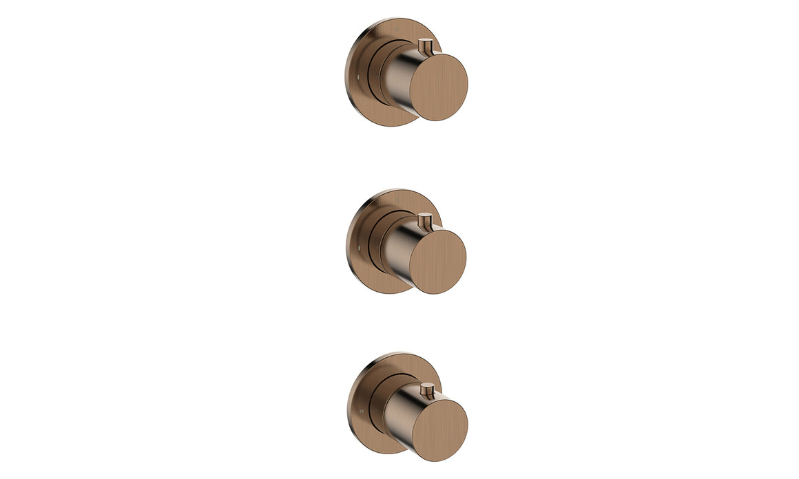 Wiesbaden Caral afbouwdeel thermostatische douchekraan 2 stopkranen brons koper PVD - productfoto