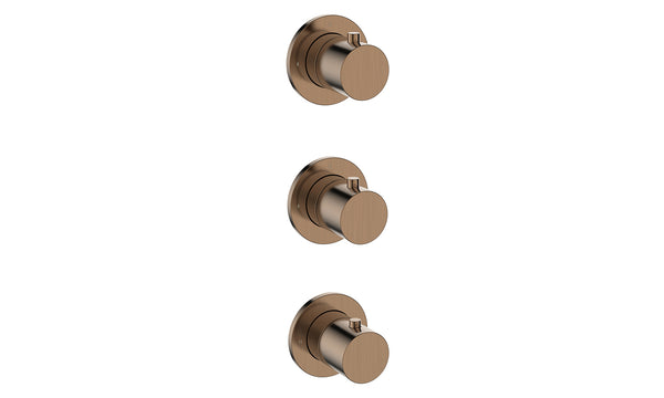Wiesbaden Caral afbouwdeel thermostatische douchekraan 2 stopkranen brons koper PVD