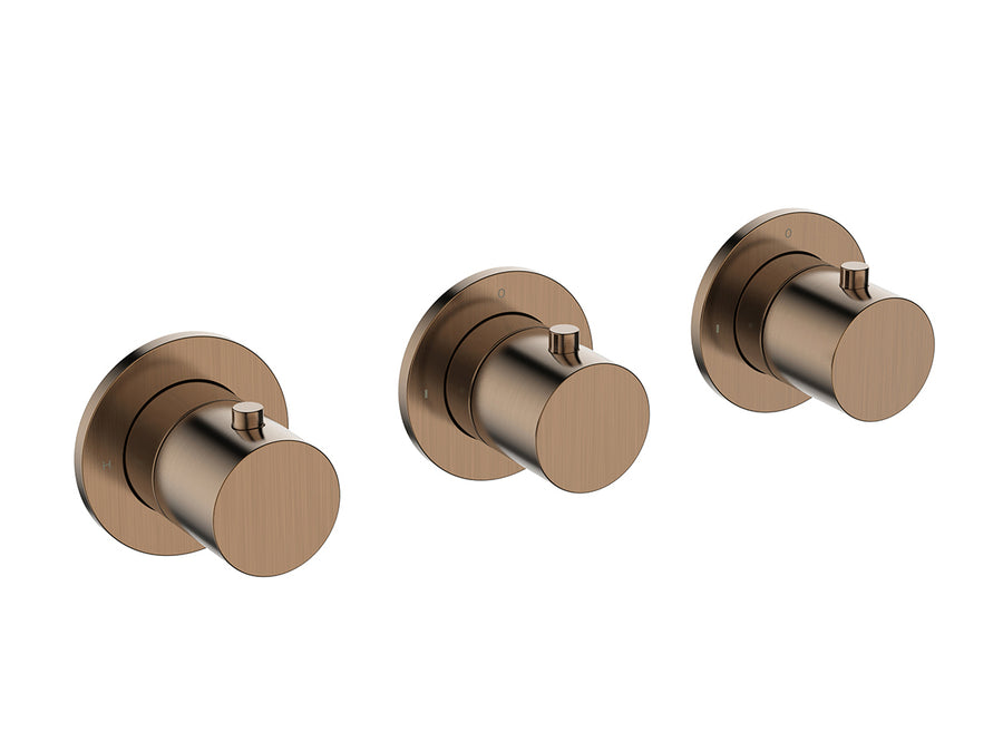 Wiesbaden Caral afbouwdeel thermostatische douchekraan 2 stopkranen brons koper PVD - productfoto
