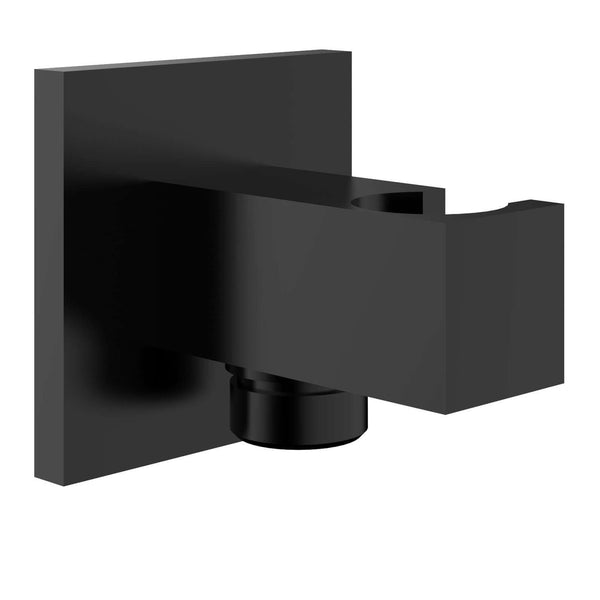 Coude de raccordement mural Rombo avec support de douchette carré 1/2" mat noir