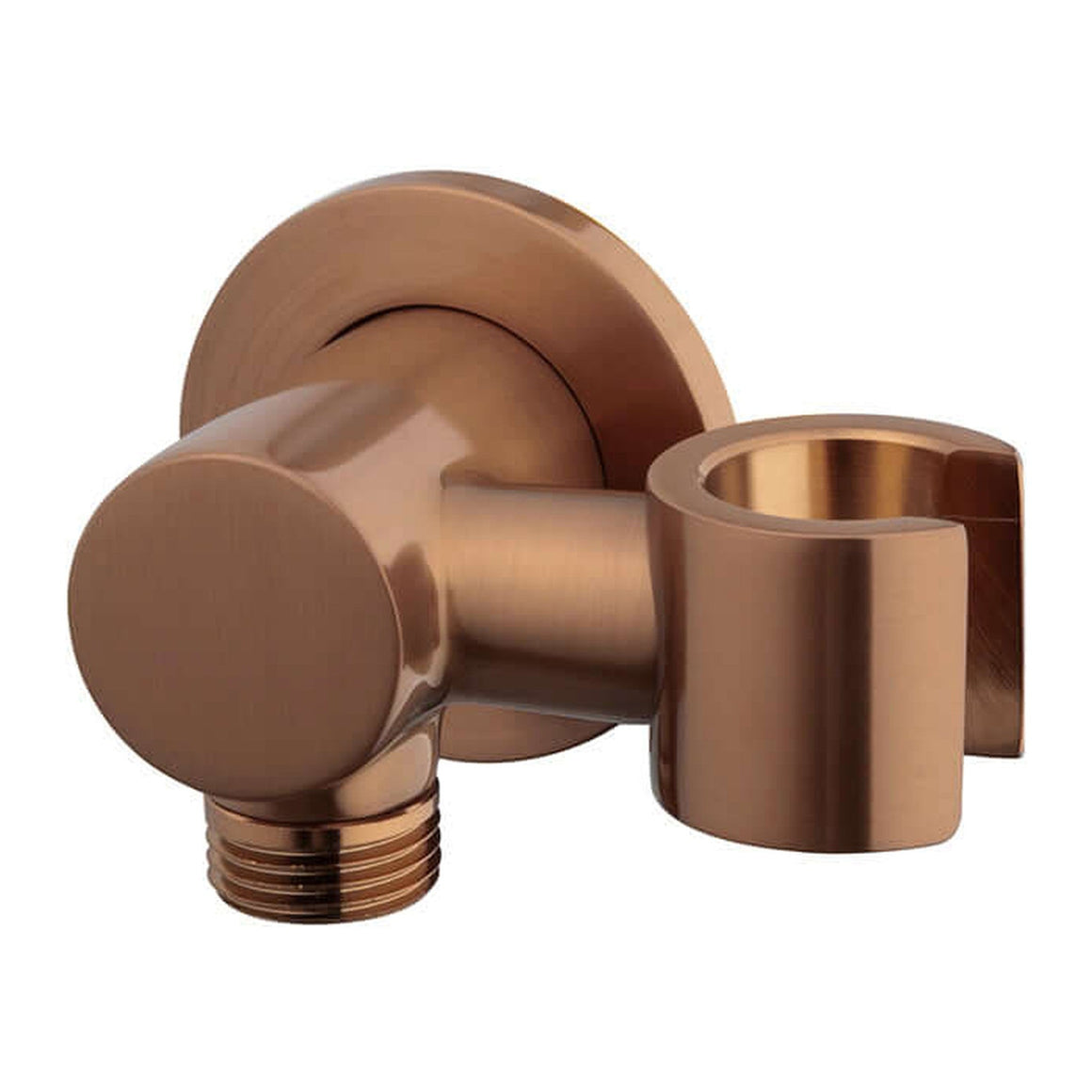 UniMatch wandaansluitbocht met kantelbare handdouchehouder rond 1/2" geborsteld brons koper PVD
