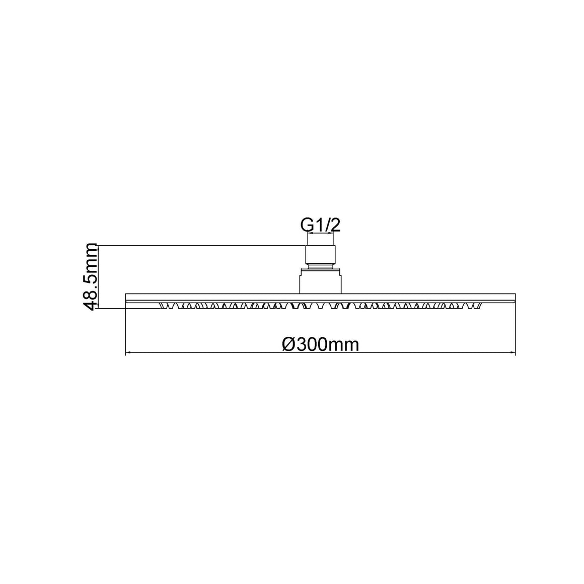 Wiesbaden UniMatch hoofddouche rond geborsteld PVD 30 cm - technische tekening