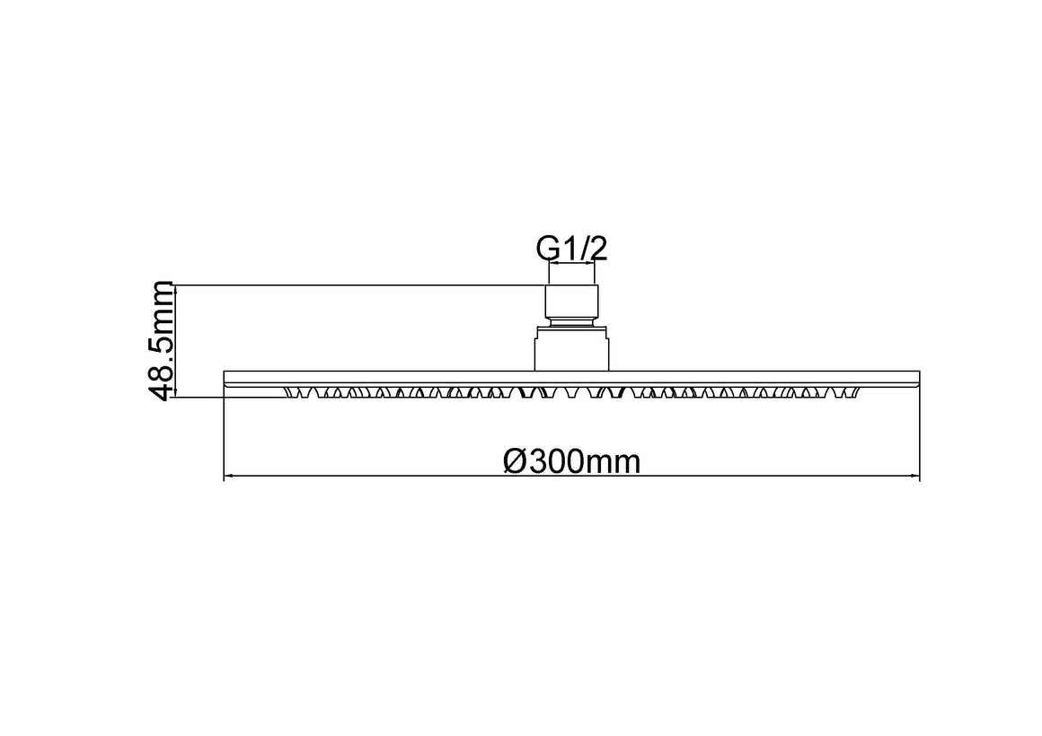 Wiesbaden UniMatch hoofddouche rond geborsteld PVD 30 cm - technische tekening