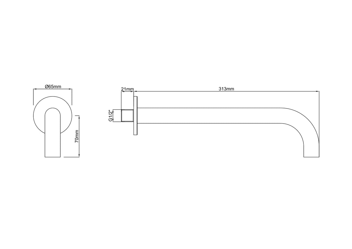 Wiesbaden Wiesbaden Caral baduitloop rond 30 cm / Mat zwart - technische tekening