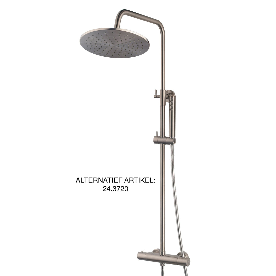 Wiesbaden Caral thermostatische regendoucheset opbouw geborsteld staal PVD - productfoto