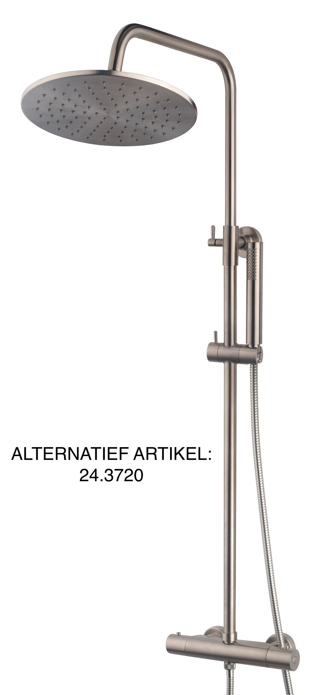 Wiesbaden Caral thermostatische regendoucheset opbouw geborsteld staal PVD - productfoto