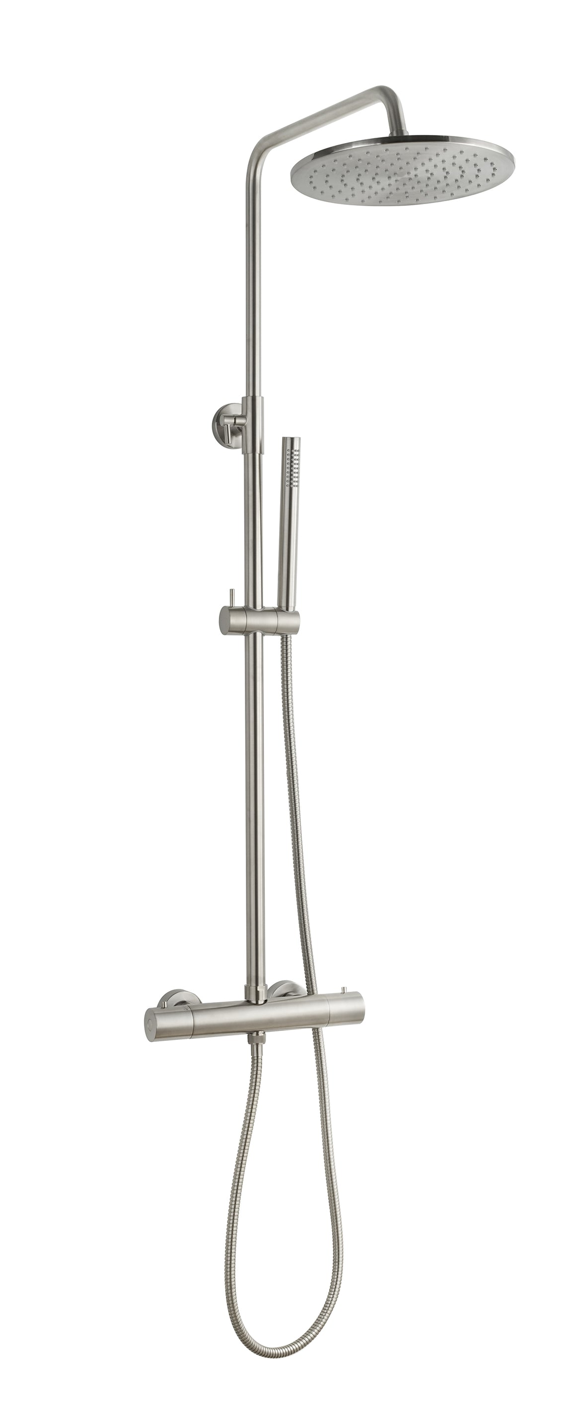 Wiesbaden Caral thermostatische regendoucheset opbouw geborsteld staal PVD - productfoto