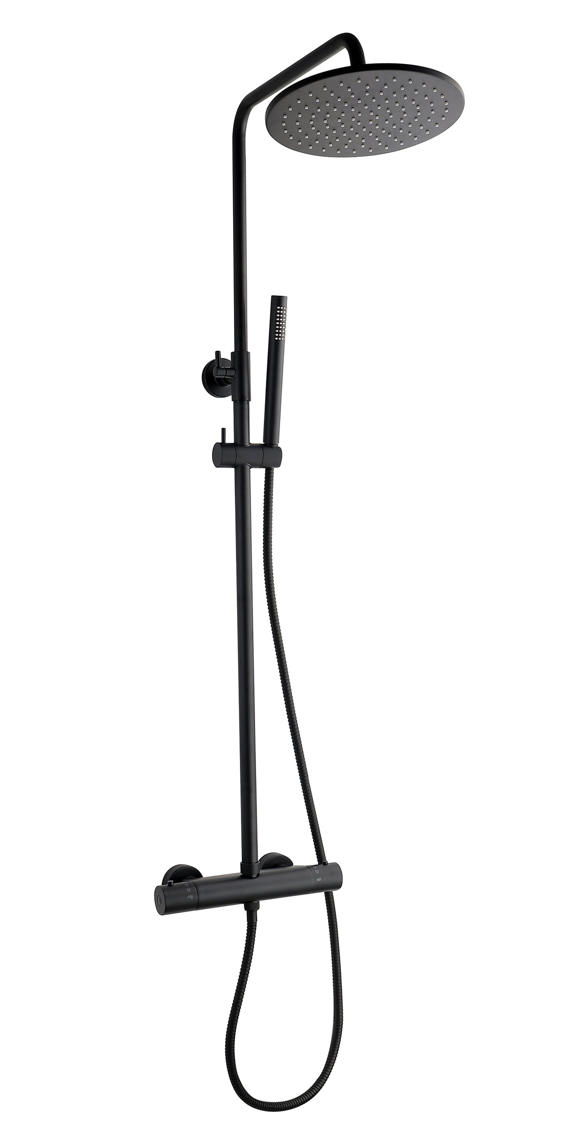 Wiesbaden Caral thermostatische regendoucheset opbouw Mat zwart - productfoto