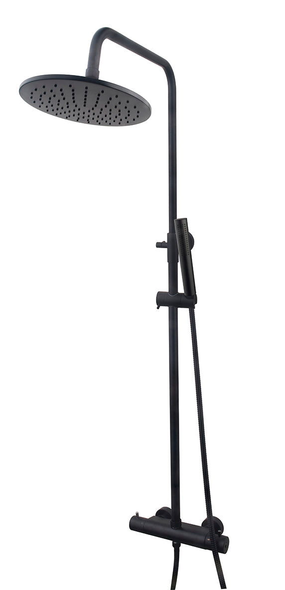 Wiesbaden Caral thermostatische regendoucheset opbouw Mat zwart - productfoto