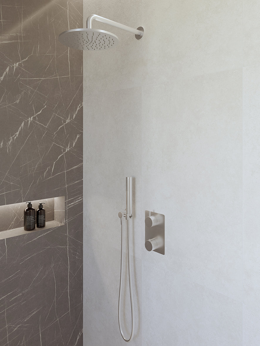 Wiesbaden Caral inbouwthermostaat compleet met hoofddouche en staafhanddouche 25 cm / Chroom - detailfoto