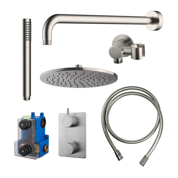 Thermostat encastré Wiesbaden Caral complet avec douche de tête et douchette à main bâton