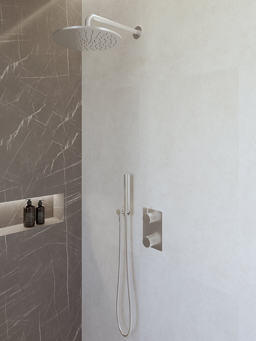 Wiesbaden Caral inbouwthermostaat compleet met hoofddouche en staafhanddouche 30 cm / Chroom - detailfoto