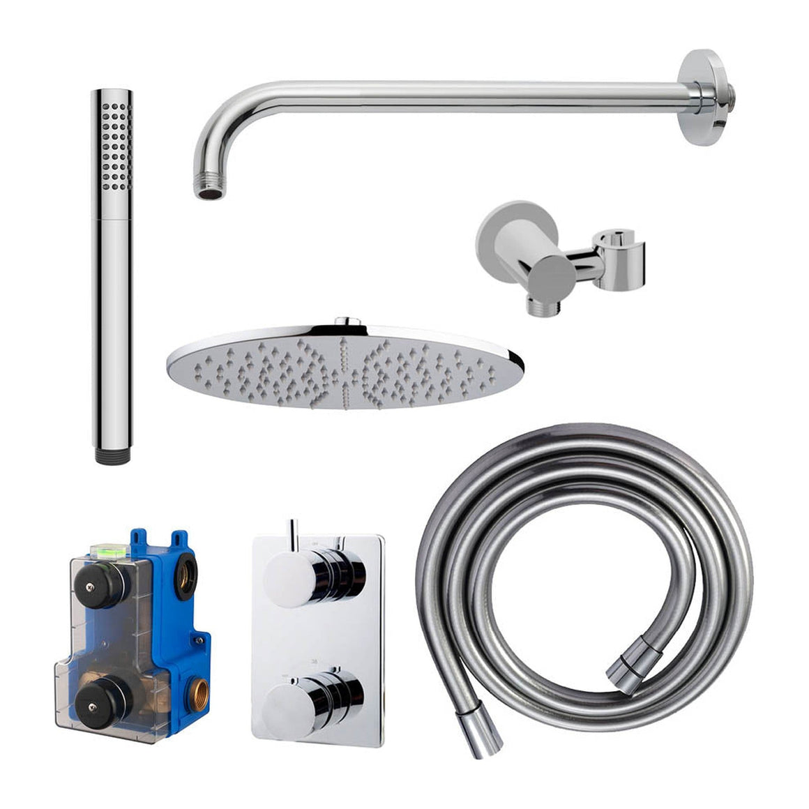 Wiesbaden Caral inbouwthermostaat compleet met hoofddouche en staafhanddouche 30 cm / Chroom - productfoto