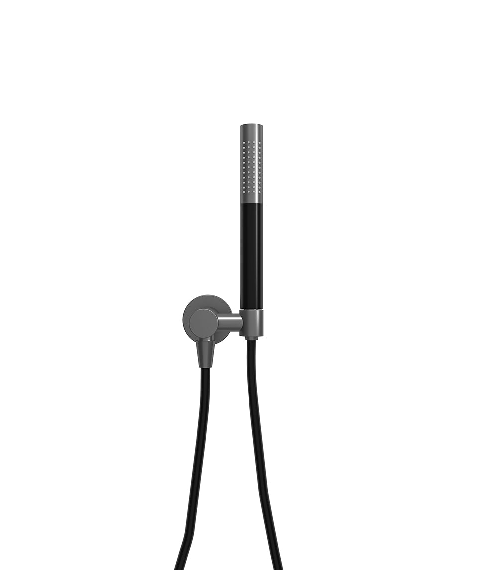 Wiesbaden Wiesbaden UniMatch handdoucheset 1 stand met doucheslang en wandaansluitbocht Gunmetal / Mat zwart - productfoto