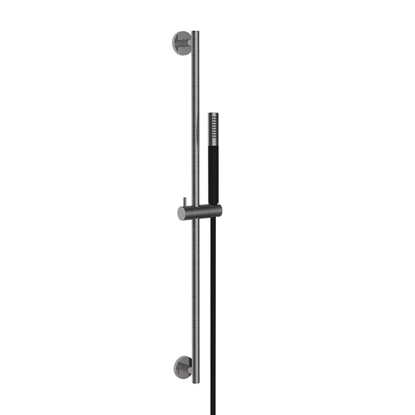 Wiesbaden UniMatch glijstangset met staafhanddouche gunmetal/mat zwart