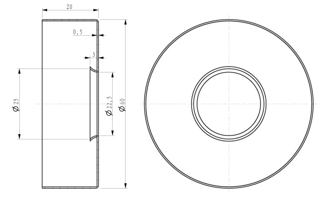 Wiesbaden UniMatch douchearm met plafondbevestiging 30 cm / Chroom - technische tekening