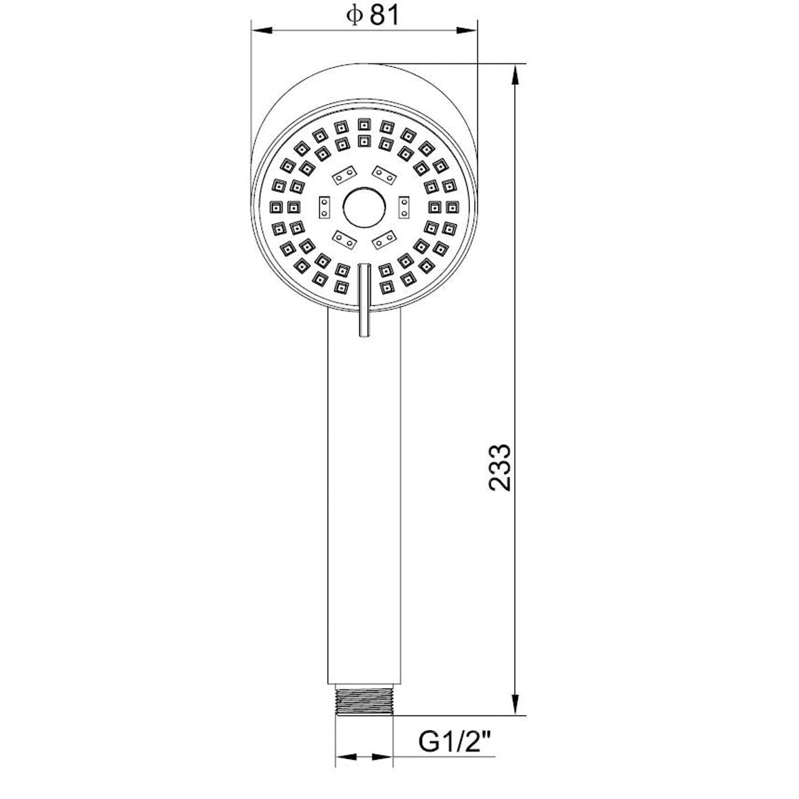 Wiesbaden UniMatch Cadans handdouche Chroom - technische tekening