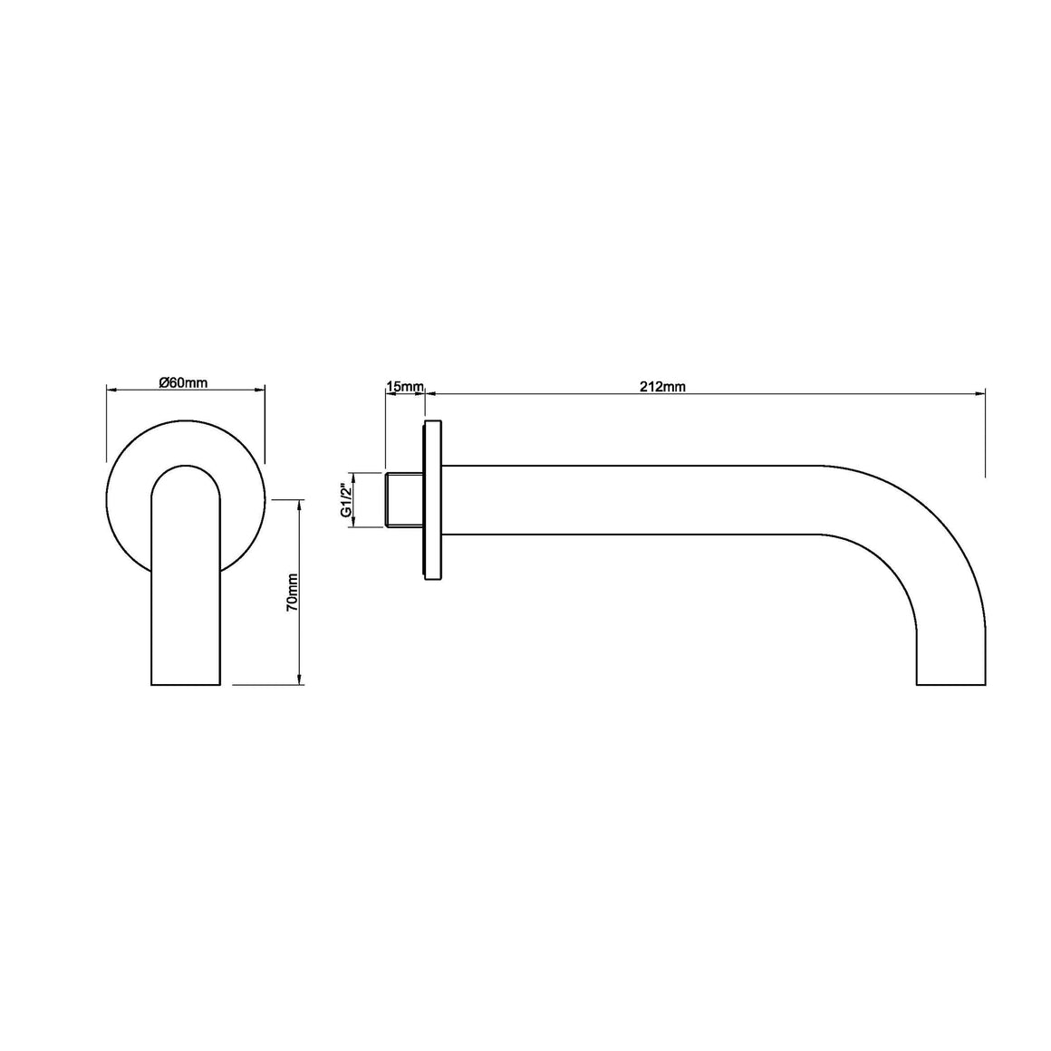 Wiesbaden Wiesbaden Caral baduitloop rond 20 cm / Chroom - technische tekening