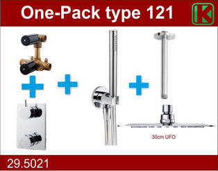 Wiesbaden one-pack inbouwthermostaatset type 121 CHR (30 cm ufo)