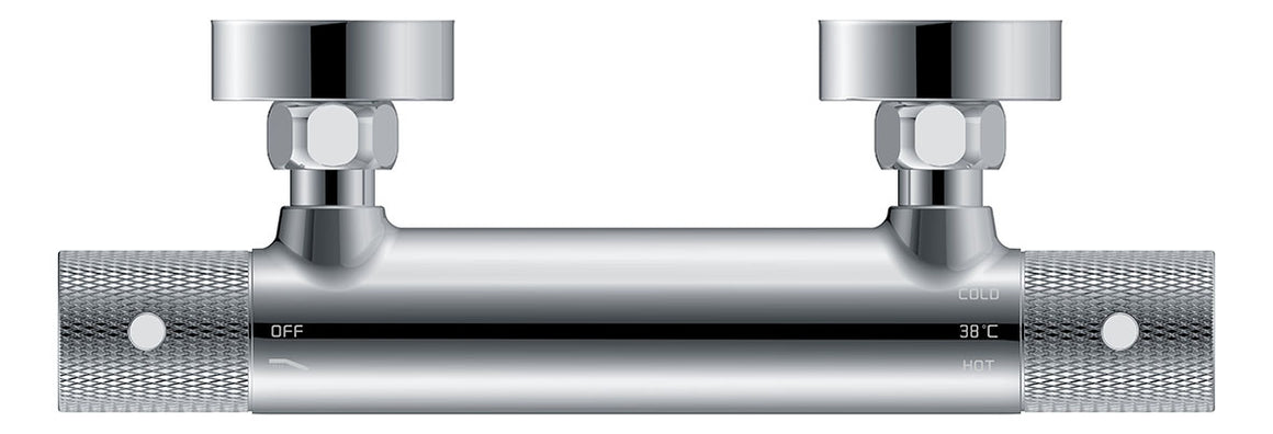 Wiesbaden Ribbd thermostatische douchemengkraan Chroom - productfoto