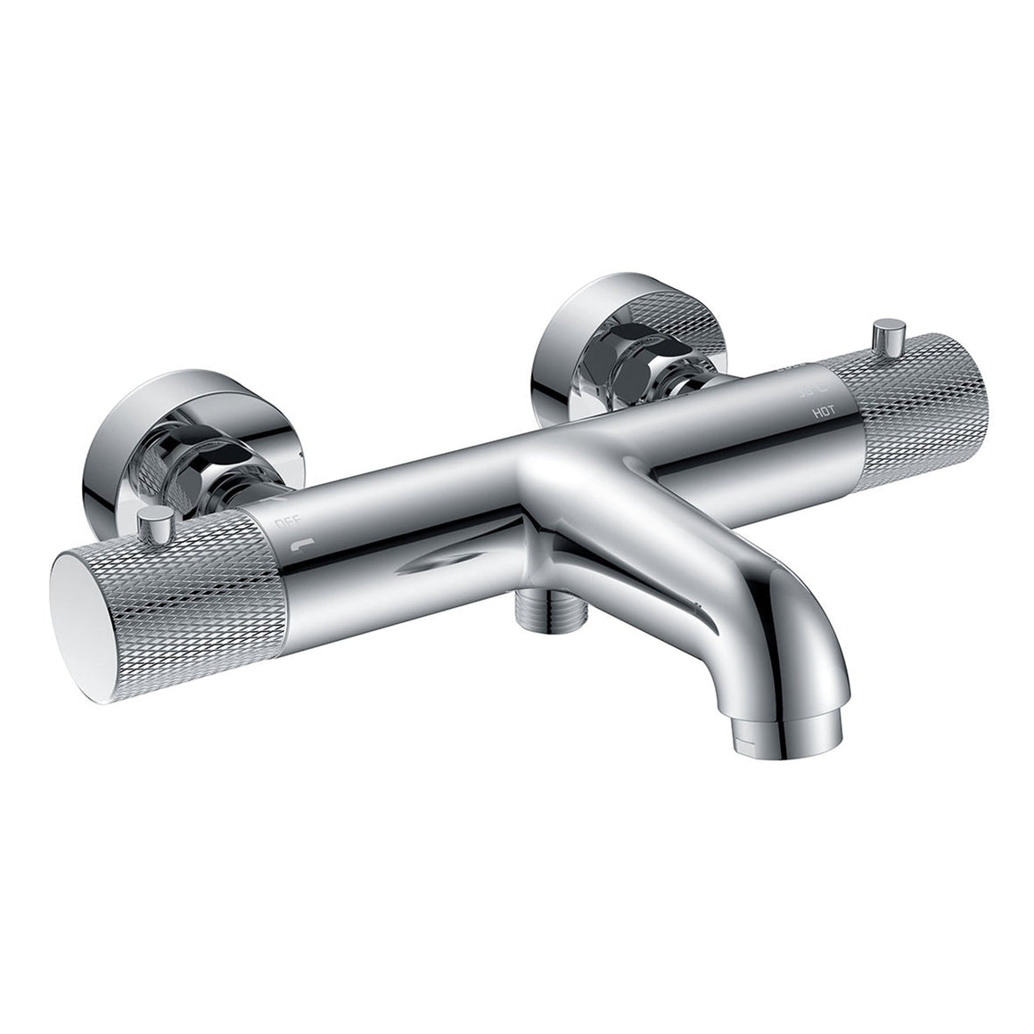 Wiesbaden Ribbd thermostatische badmengkraan Chroom - productfoto