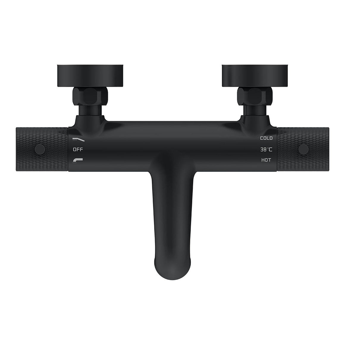 Wiesbaden Ribbd thermostatische badmengkraan Mat zwart - productfoto