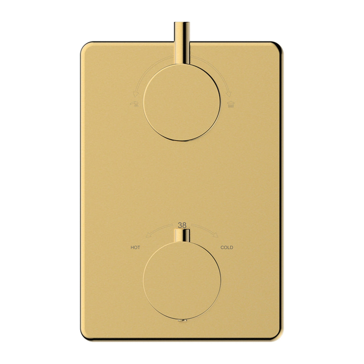 Wiesbaden Caral inbouw regendoucheset thermostatisch 2-weg rechthoekig met Beam hoofddouche, glijstang en staafhanddouche Geborsteld messing - productfoto